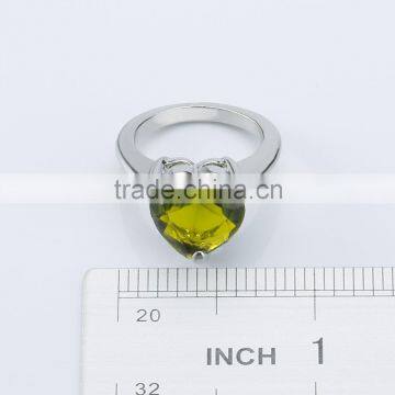 Fashion Wedding Silver Jewelry 18k White Gold Plated Heart Shaped Green cz Gemstone Ring for Women Girls Men photo-5