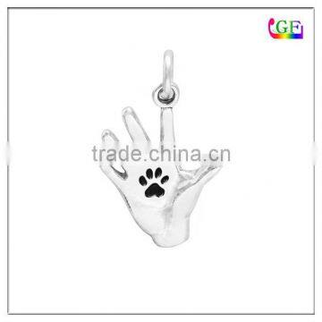 Custom logo black pet paw in my hand pendant