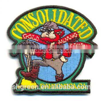 Embroidery emblem with adhesive for worker uniform