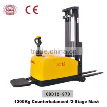 1.2T electric pallet stacker with 2-stage STD.