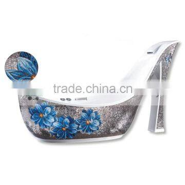 MB PBT-SH-S02 handmade mosaic artistic sanitaryware shoe bathtub blue flower bathtub design