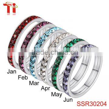6 Pieces Birthstone Set Crystal Stainless Stell Bracelet With Rings photo-3