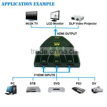 Mini 3 To 1 3 Port 4K*2K Video HDMi Splitter Switch Switcher Box photo-2