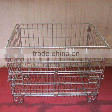stackable and folding wire container with front drop door for UK
