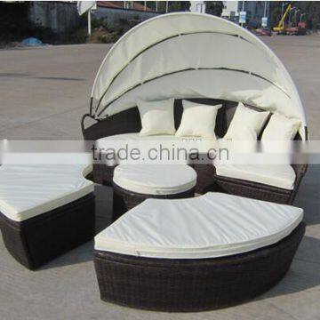 hot sell outdoor patio rattan round sun bed lounge garden set