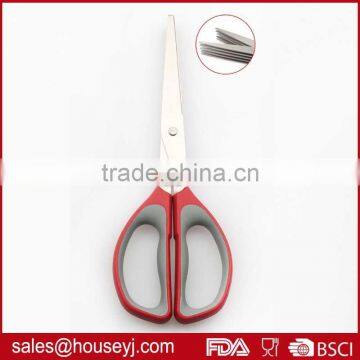 5 layer blades kitchen herb scissors with soft grip handle stainless steel kitchen scissors