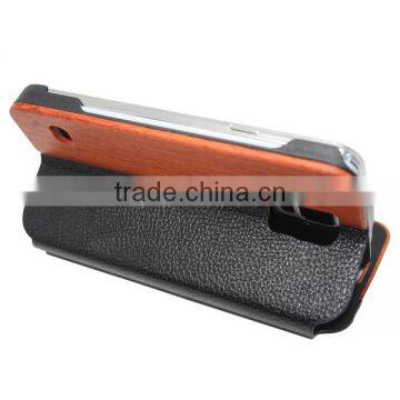 OEM Flip Wood Leather Cell Phone Case for Samsung S5 photo-5