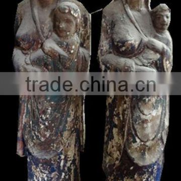 Hand Made Antique Wood Carving Statue For Sale