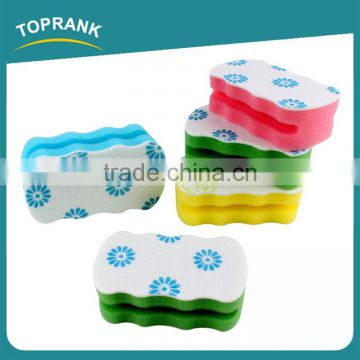 Toprank Printed Colorful Kitchen Cleaning Abrasive Dish Washing Scouring Pad Grooved Sponge Scouring Pad