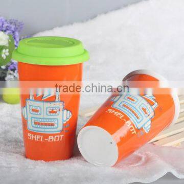 No Handle Custom Ceramic Travel Coffee Mug With Silicone Lid photo-6