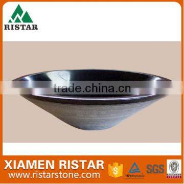 Cheap round black marble stone bathroom basins and stone sinks RST-RB096