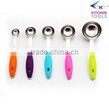 5pc stainless steel measuring tasting spoons with silicone handle