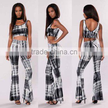 lady two-piece suit Tie Dye Matching Set 95% Rayon 5% Spandex tie and dye suits