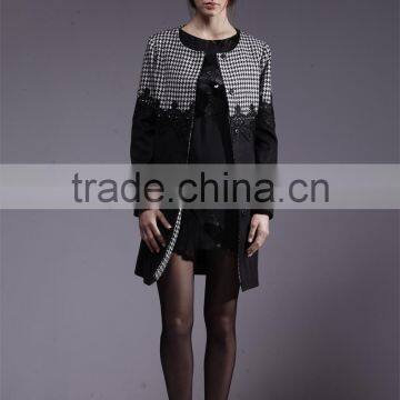 Appliqued lace long jacket 2015