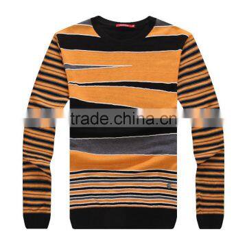 mens fashion colorful stripe 100% wool sweater