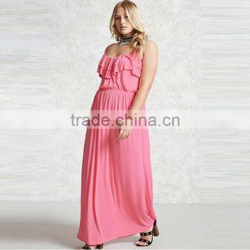 2017 Summer Women Ruffled Maxi Dress Plus Size Cocktail Dress For Fat Lady HSd9039