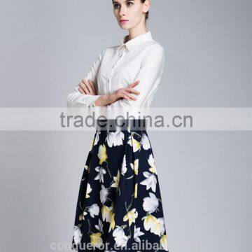 Spring-Summer Season Ladies Long Sleeve Polo Collar White Shirt Blouse photo-2