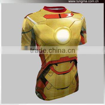 China Factory Price Fashion Spiderman Super Hero Compression T-shirts