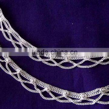 SILVER TONE Chain Payal ANKLETS Feet Bracelet PAIR photo-2