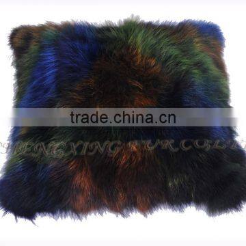 CX-D-107C Cheap Price and High Qaulity Genuine Fox Fur Patchwork Chair/Sofe Cushion Cover photo-2