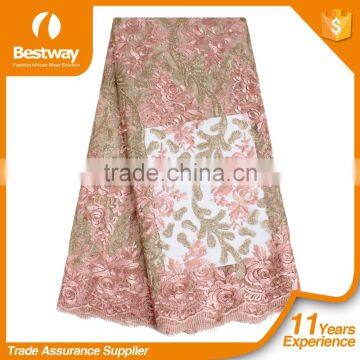 Bestway Cheap Embroidery Lace Fabric Dubai Bridal French Lace Fabric Wedding Dress FL1369-1 photo-2