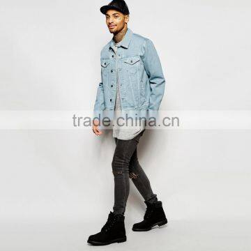 Custom Jacket Light Blue Fashion Style Denim Casual Jacket OEM Factory photo-4