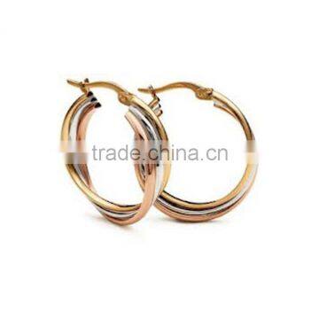 Three Tone Gold Plated Artificial Hoop earrings