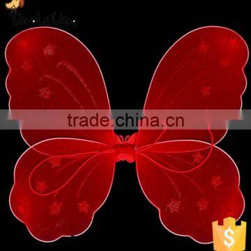 Fancy Girls Party Decorations Kids Butterfly Fairy Wing Red Nylon Butterfly Wings Sets photo-2