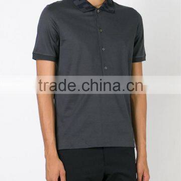 Dark Grey Cotton Print Collar Mens Latest Design Polo Shirt Wholesale photo-2