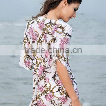 Women Cover up Cool Floral Pattern Summer Beach Dress Swimwear Smock Top SV002465 photo-3