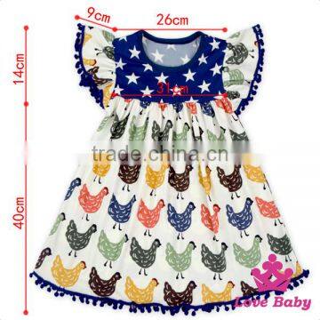 2017 Summer Newest Design Kids US. 4th July Day's Pattern Printed Flutter Sleeve Baby Girls New Model Dress photo-6