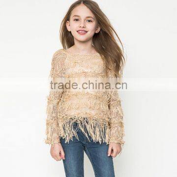 S32445W Teenager Girl Pullover Knitted Sweater Spring Fringe O-neck Trendy Sweaters