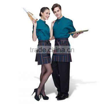 Juqian Wholesale Cheap 3/4-sleeve Quality Green Waitress Uniform Pattern Sets photo-3