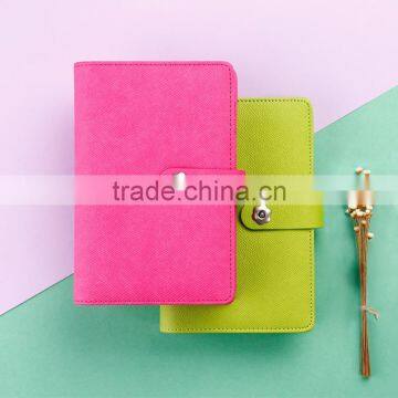 48K PU Leather Cover Planner With Metal Clasp Button Embossed Logo Loose Leaf Binding Organizer Planner photo-4