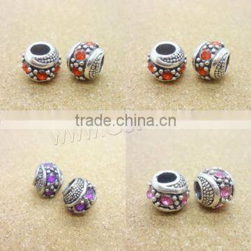 1138132 beading jewelry making bulk bulk bead Drum antique vintage imitation old Rhinestone Zinc Alloy silver beads