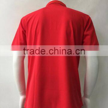 Hot Sale Mens Red Plain Polyester 3 Buttons Closure Pique Short Sleeve Polo Shirt photo-2