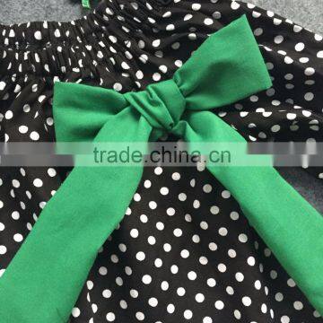 2016 St.Patrick Dresses Cottom Black/green Dot Dress New Arrival Full Stock 3 Pieces With Matching Necklace and Headband Set photo-2