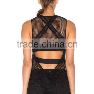 Wholsale OEM Women's 3pcs Yoga Set Jacket And Elastic Workout Leggings Pants Hot Sexy Xxx Mesh Sports Wear photo-2