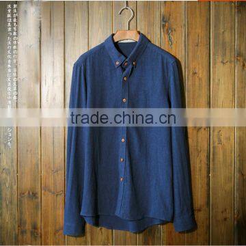 2016 Vintage Style Solid Color Men Classic Fit Linen Top, Linen Shirt, Casual Shirt photo-2