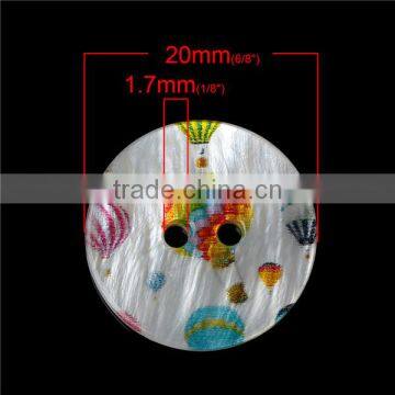 Wholesale Scrapbooking Round Natural Two Holes Fire Balloon Pattern Shell Sewing Button photo-2