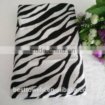 Super soft cotton custom zebra-stripe print beach towel