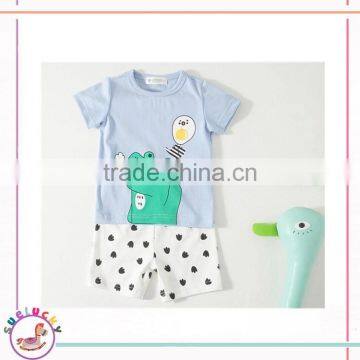 2017 summer baby boy clothes sets cute frog boy set cotton shirts + shorts kids Cartoon toddler boy clothing