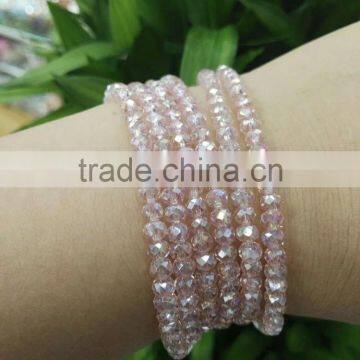 4mm Crystal Fine Beads Long Elastic Necklace Cutting Facets Glass Beads Stretched Necklace Bracelet Plain Jewelry