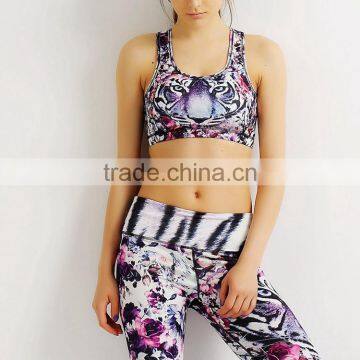 Women 2 Pieces Shockproof Gym Yoga Bra Top and Pants Set With Good Prices