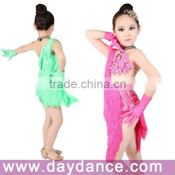 2017 New Teen Girls Ballroom Latin Salsa Competition Dress Fringed Dance Dress