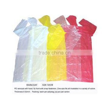 Disposable Coloured rain coat/ red rain coat with hood