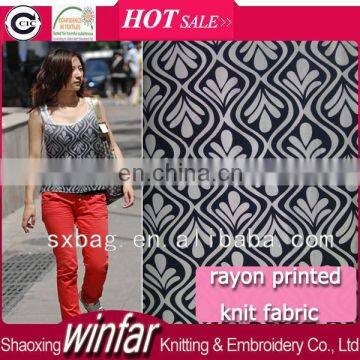 Single Jersey Spandex Knitting Wholesale Printed Spun Rayon Fabric for Garment