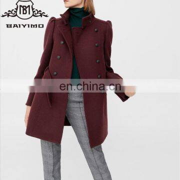 Custom New Style Classic Red Button Belt Slim Fit Lady Winter Jacket