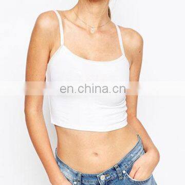 White color 100%COTTON Spaghetti strap tank top for lady