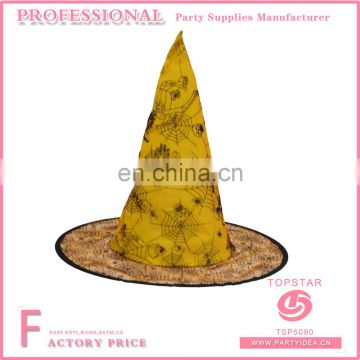 Polyester material made conical skull decorated witch hat spider web on the hats